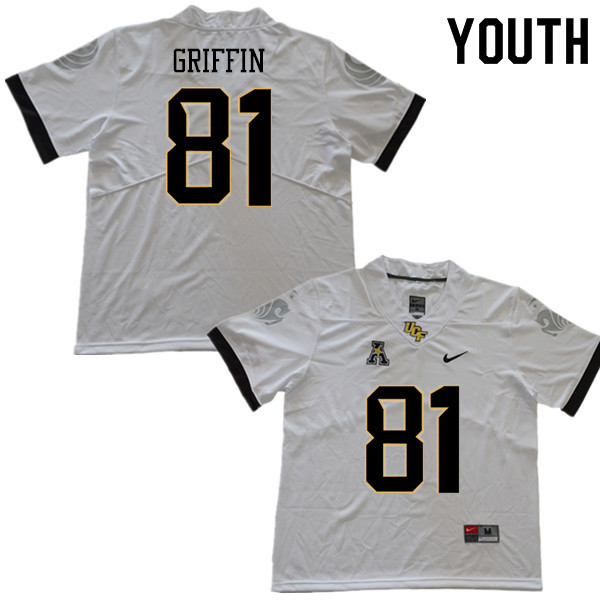 Youth #81 Jaylon Griffin UCF Knights College Football Jerseys Sale-White - Click Image to Close